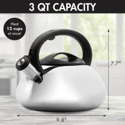 Primula Catalina 3-qt. Stainless Steel Whistling Tea Kettle 11 Primula Catalina 3-qt. Stainless Steel Whistling Tea Kettle -dinner plate shop 2450692 ALT5