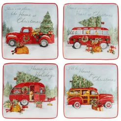 Certified International Home For Christmas 4-piece Canape Plate Set