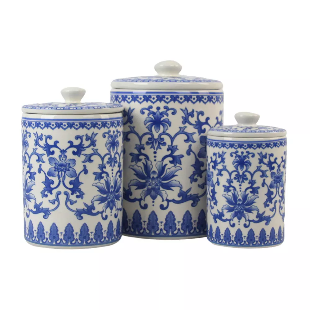10 Strawberry Street Chinoiserie 3-pc. Ceramic Canister Set 1 10 Strawberry Street Chinoiserie 3-pc. Ceramic Canister Set