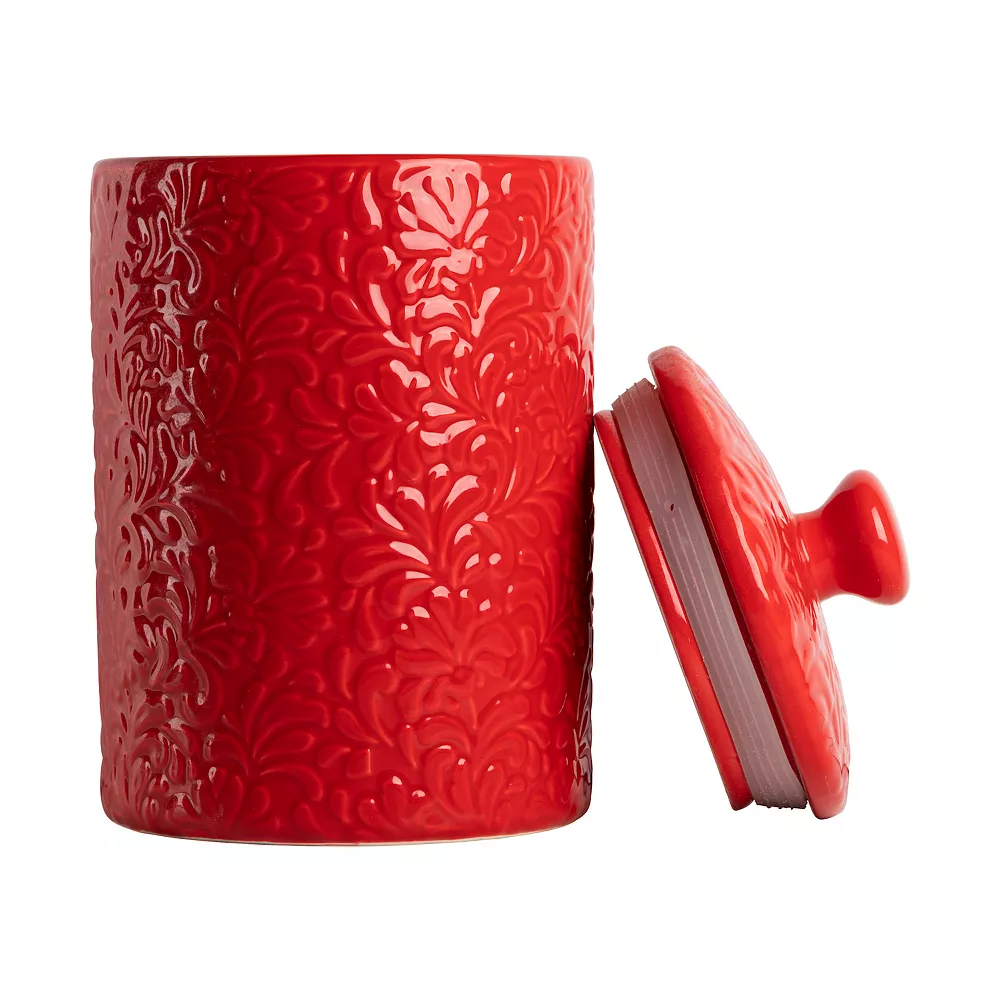 10 Strawberry Street Fleur Embossed 3-pc. Ceramic Canister Set 5 10 Strawberry Street Fleur Embossed 3-pc. Ceramic Canister Set - Image 5