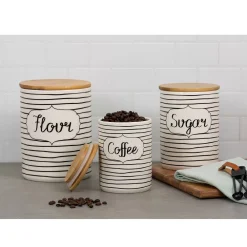 10 Strawberry Street Everyday 3-pc. Coffee, Sugar & Flour Ceramic Canister Set -dinner plate shop 3890357 ALT4