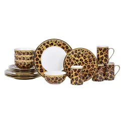 222 Fifth Serengeti Leopard 16-pc. Dinnerware Set -dinner plate shop 4944469 ALT2