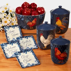 Certified International Indigo Rooster 16-pc. Dinnerware Set -dinner plate shop 4987913 ALT8