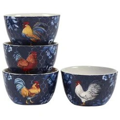 Certified International Indigo Rooster 4-pc. Ice Cream Bowl Set