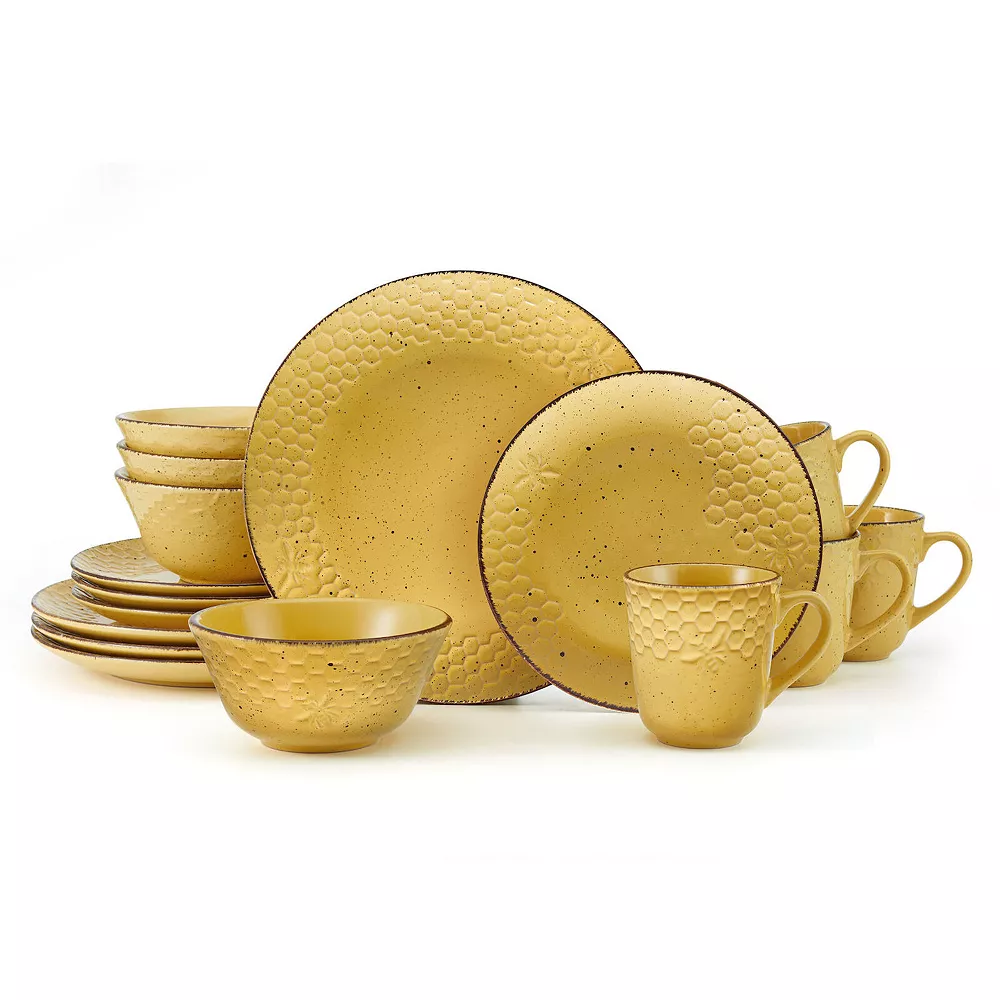 Pfaltzgraff Bumble Bee Yellow 16-pc. Dinnerware Set 1 Pfaltzgraff Bumble Bee Yellow 16-pc. Dinnerware Set
