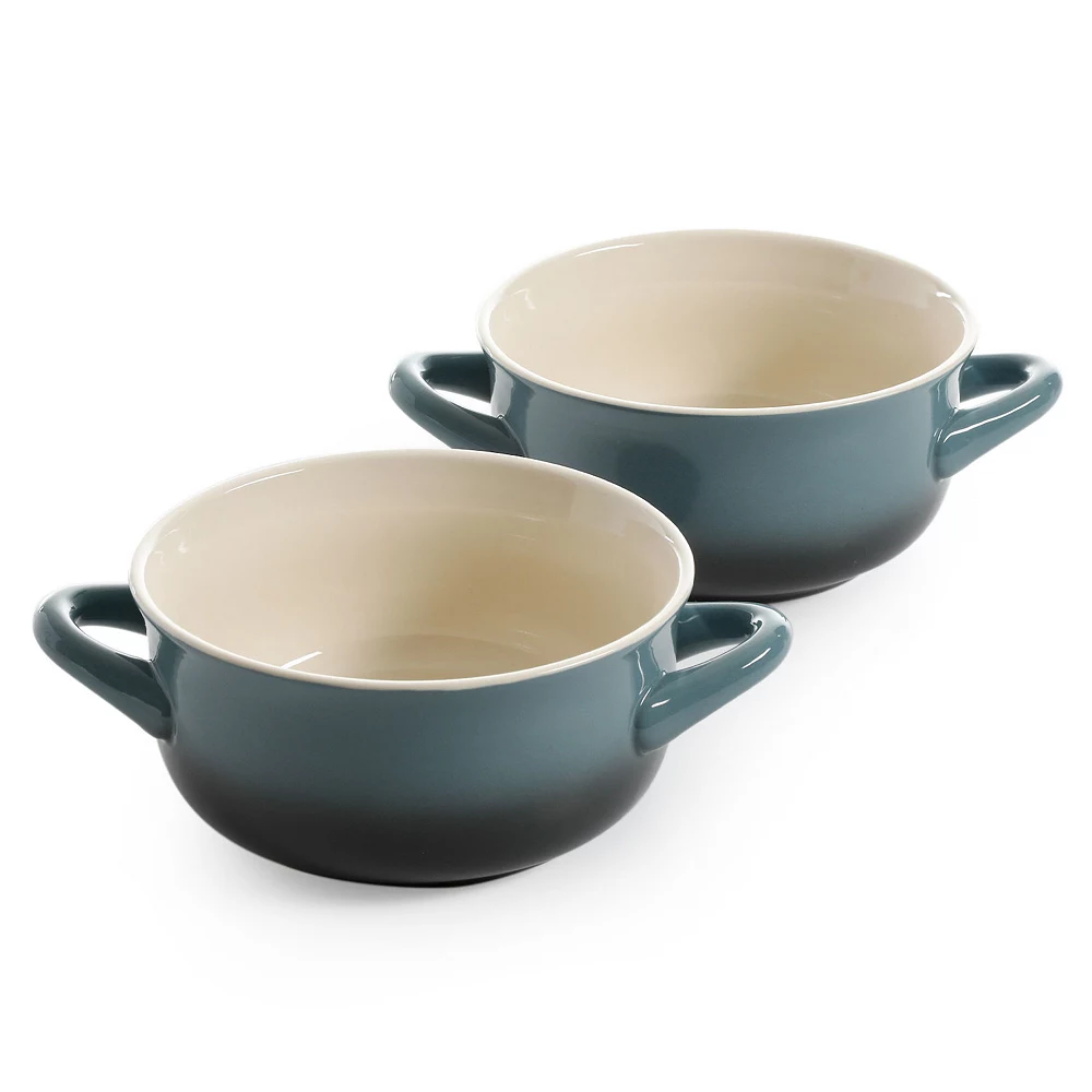Gibson Living Crock-Pot 30oz Artisan Stoneware Soup Bowl W/ Handle, 2 Pack, Gray Gradient 1 Gibson Living Crock-Pot 30oz Artisan Stoneware Soup Bowl W/ Handle, 2 Pack, Gray Gradient