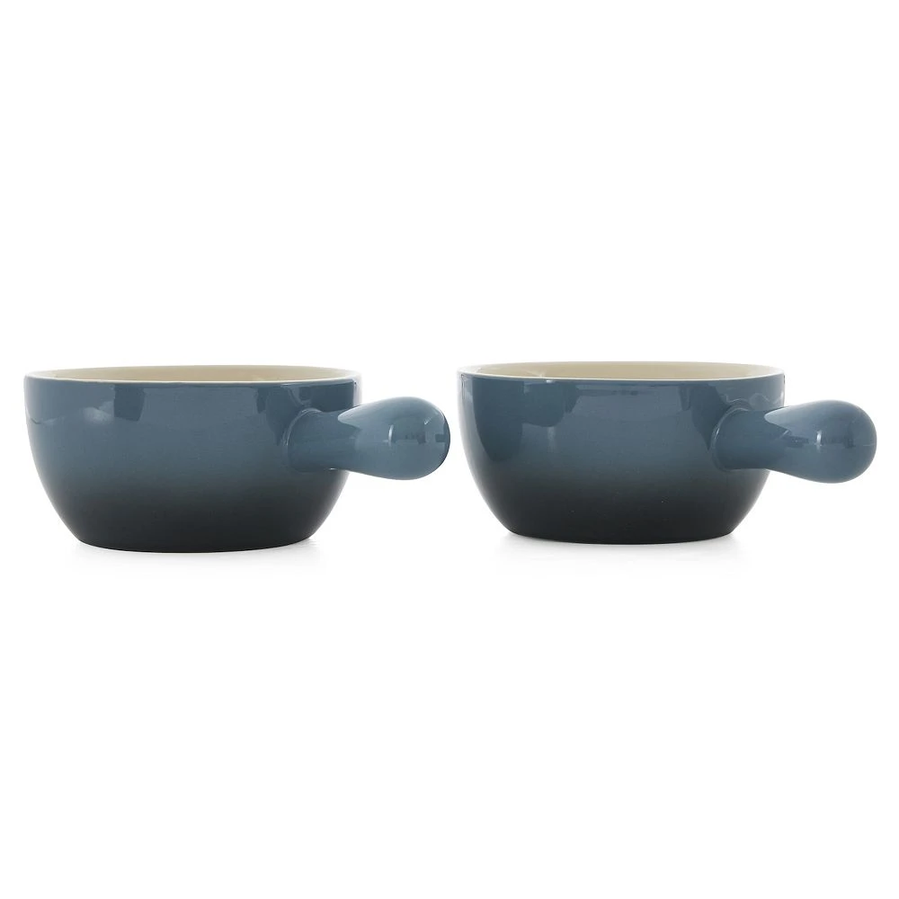 Gibson Living Crock-Pot 22oz Artisan Stoneware Soup Bowl W/ Handle, 2-Pack, Gray Gradient 2 Gibson Living Crock-Pot 22oz Artisan Stoneware Soup Bowl W/ Handle, 2-Pack, Gray Gradient - Image 2