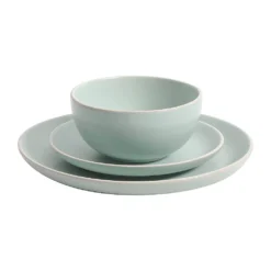 Gibson Living Gibson Rockaway 12 Piece Stoneware Dinnerware Set, Plates & Bowls, Matte Teal -dinner plate shop 5764618 ALT2