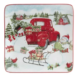 Certified International Red Truck Snowman 4-pc. Dessert Plate Set 6 Certified International Red Truck Snowman 4-pc. Dessert Plate Set -dinner plate shop 5829251 ALT2