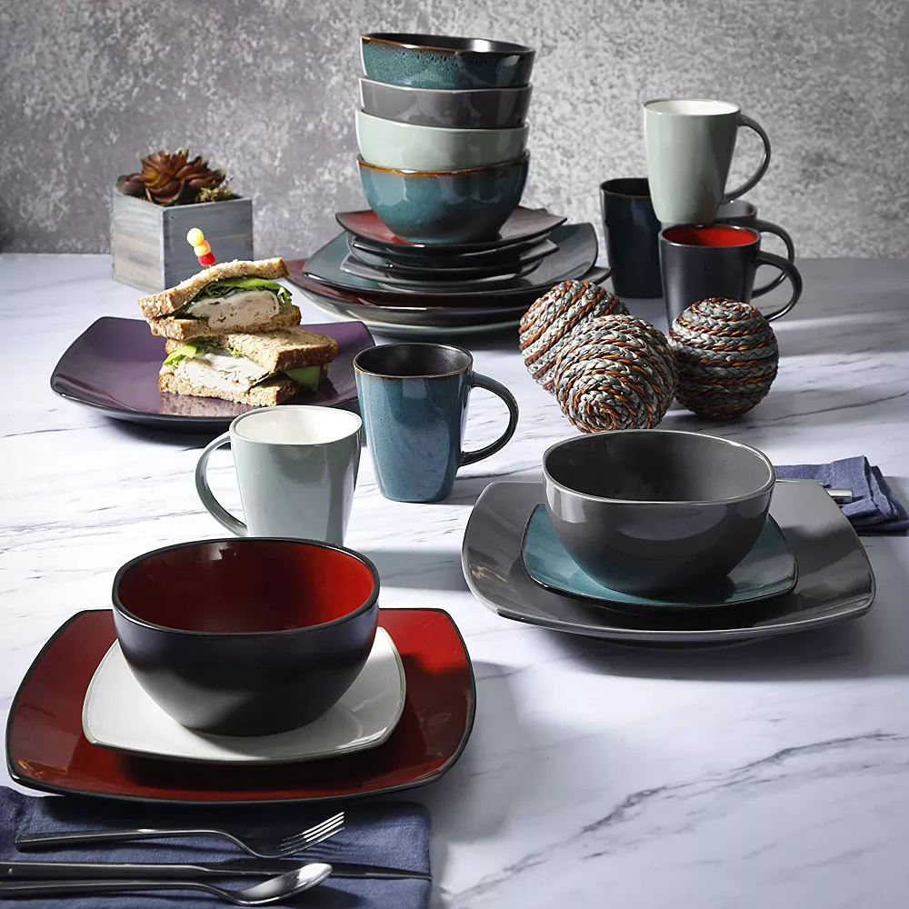 Gibson Cuisine Gibson Soho Lounge 16 Piece Reactive Glaze Dinnerware Plates, Bowls, & Mugs, Red 4 Gibson Cuisine Gibson Soho Lounge 16 Piece Reactive Glaze Dinnerware Plates, Bowls, & Mugs, Red - Image 4