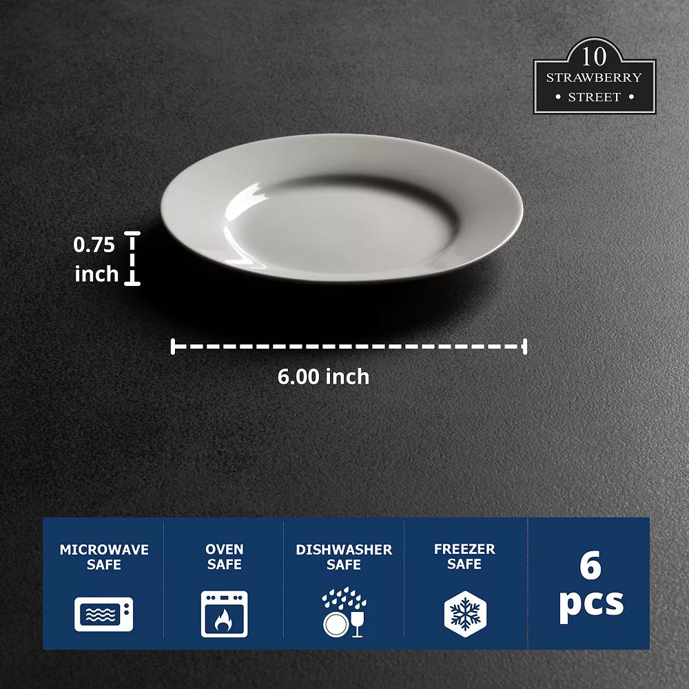 10 Strawberry Street Simply White 6-pc. Appetizer Plate Set 2 10 Strawberry Street Simply White 6-pc. Appetizer Plate Set - Image 2