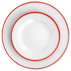Martha Stewart Red Rimmed Fine Ceramic 16 Piece Dinnerware Set -dinner plate shop 5959438 ALT2