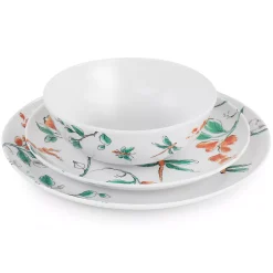 Martha Stewart Gibson Everyday 12 Piece Dragonfly Melamine Dinnerware Set In White -dinner plate shop 5959845 ALT2
