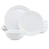 Martha Stewart 12 Piece Fine Ceramic Rimmed Dinnerware Set In White
