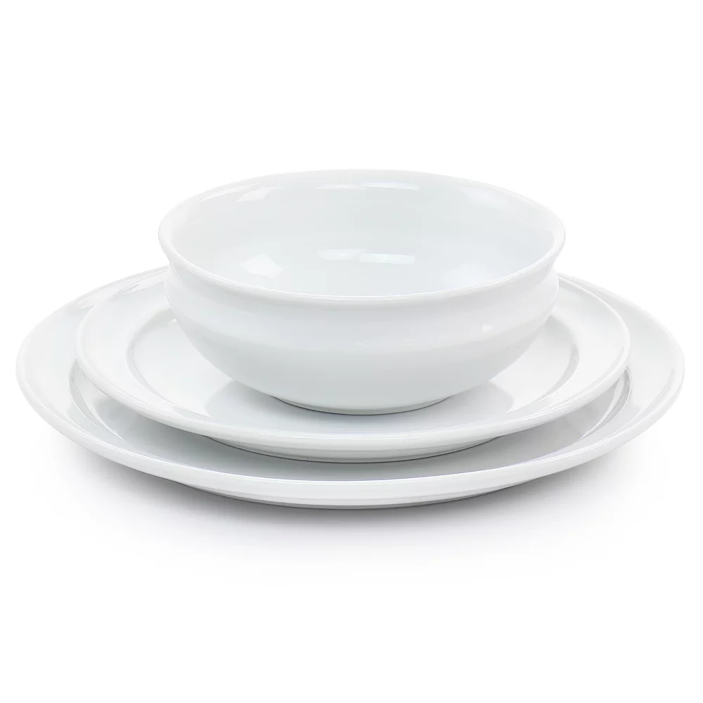 Martha Stewart 12 Piece Fine Ceramic Rimmed Dinnerware Set In White 2 Martha Stewart 12 Piece Fine Ceramic Rimmed Dinnerware Set In White - Image 2
