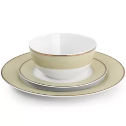 Martha Stewart Gibson Everyday Gold Rimmed 12 Piece Fine Ceramic Dinnerware Set 6 Martha Stewart Gibson Everyday Gold Rimmed 12 Piece Fine Ceramic Dinnerware Set -dinner plate shop 5959887 ALT2