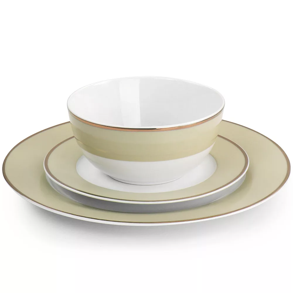 Martha Stewart Gibson Everyday Gold Rimmed 12 Piece Fine Ceramic Dinnerware Set 3 Martha Stewart Gibson Everyday Gold Rimmed 12 Piece Fine Ceramic Dinnerware Set - Image 3