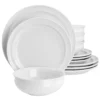Martha Stewart Hillington 12 Piece Fine Ceramic Dinnerwware Set In White