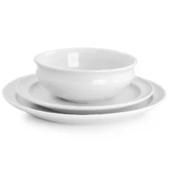 Martha Stewart Hillington 12 Piece Fine Ceramic Dinnerwware Set In White -dinner plate shop 5959933 ALT2