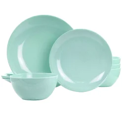 Martha Stewart 12 Piece Melamine Dinnerware Set In Blue