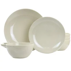 Martha Stewart 12 Piece Melamine Dinnerware Set In Taupe