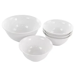 All U Need 5 Piece Fine Ceramic Bowl Set In White