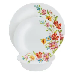Alternative view of Gibson Ultra Blooming Rose 12 Piece Tempered Opal Glass Dinnerware Set
