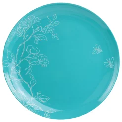 Martha Stewart 12 Piece Leafy Floral Melamine Dinnerware Set In Turquoise -dinner plate shop 5961094 ALT3
