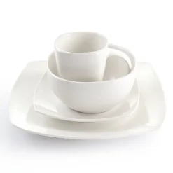 Alternative view of Gibson Elite Soho Lounge 16 Piece Square Fine Ceramic Dinnerware Set In White