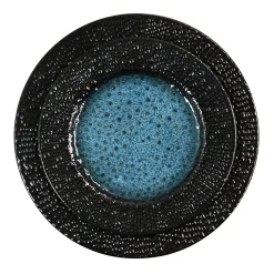 Elama Estevan 16 Piece Round Textured Stoneware Dinnerware Set In Charcoal And Blue 7 Elama Estevan 16 Piece Round Textured Stoneware Dinnerware Set In Charcoal And Blue -dinner plate shop 5961169 ALT3