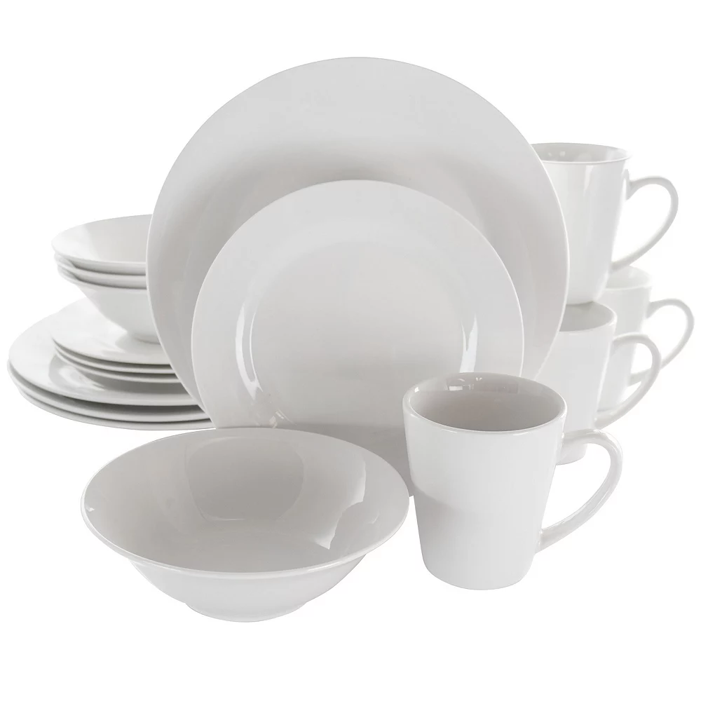 Elama Marshall 16 Piece Porcelain Dinnerware Set In White 1 Elama Marshall 16 Piece Porcelain Dinnerware Set In White