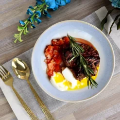 Martha Stewart Blue Rim 8.25 Inch 6 Piece Stoneware Dinner Bowl Set -dinner plate shop 5971800 ALT2