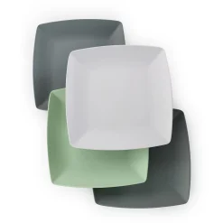 Alternative view of Gibson Home Grayson 4 Piece 8.5 Inch Square Melamine Dessert Plate Set In Assorted Colors