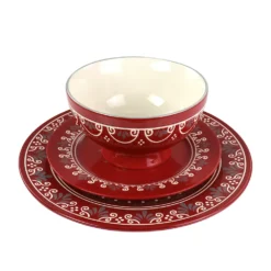 Gibson Elite Coloma 12 Piece Stoneware Dinnerware Set In Red -dinner plate shop 5983510 ALT3