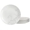 Martha Stewart Gibson Everyday 10.5 Inch Fine Ceramic 6 Piece Decorated Dinner Plates In White