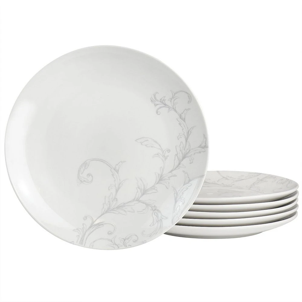 Martha Stewart Gibson Everyday 10.5 Inch Fine Ceramic 6 Piece Decorated Dinner Plates In White 1 Martha Stewart Gibson Everyday 10.5 Inch Fine Ceramic 6 Piece Decorated Dinner Plates In White