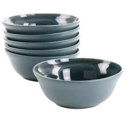 Martha Stewart Gibson Everyday Portillo 6 Piece 6.5 Inch Stoneware Bowl Set In Blue