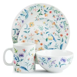 Alternative view of Gibson Home Butterfly Floral 16 Piece Fine Ceramic Dinnerware Set