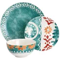 Alternative view of Spice By Tia Mowry Savory Saffron 18 Piece Fine Ceramic Dinnerware Set In Decorated Teal