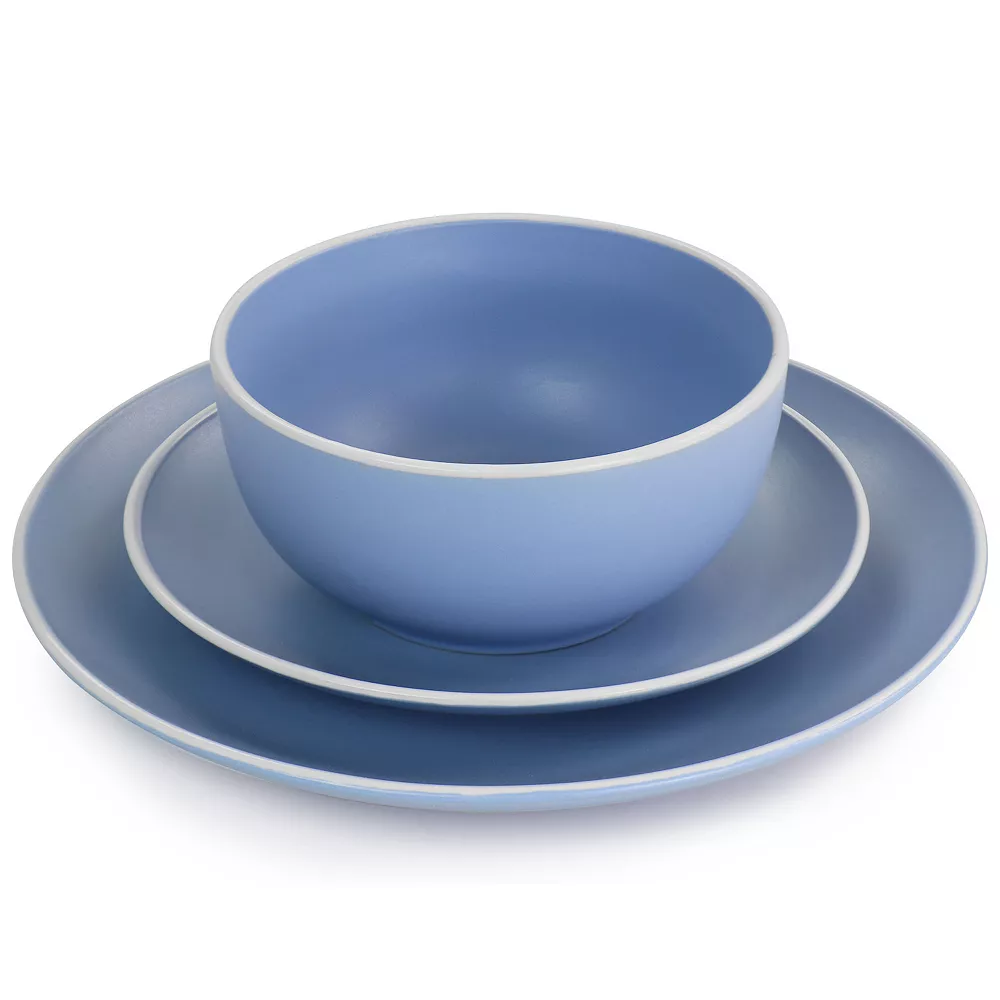 Spice By Tia Mowry Creamy Tahini 12 Piece Stoneware Dinnerware Set In Matte Blue 2 Spice By Tia Mowry Creamy Tahini 12 Piece Stoneware Dinnerware Set In Matte Blue - Image 2