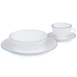 Alternative view of Oster Cocina Juego De Vajilla 16 Piece Opal Glass Dinnerware Set In White
