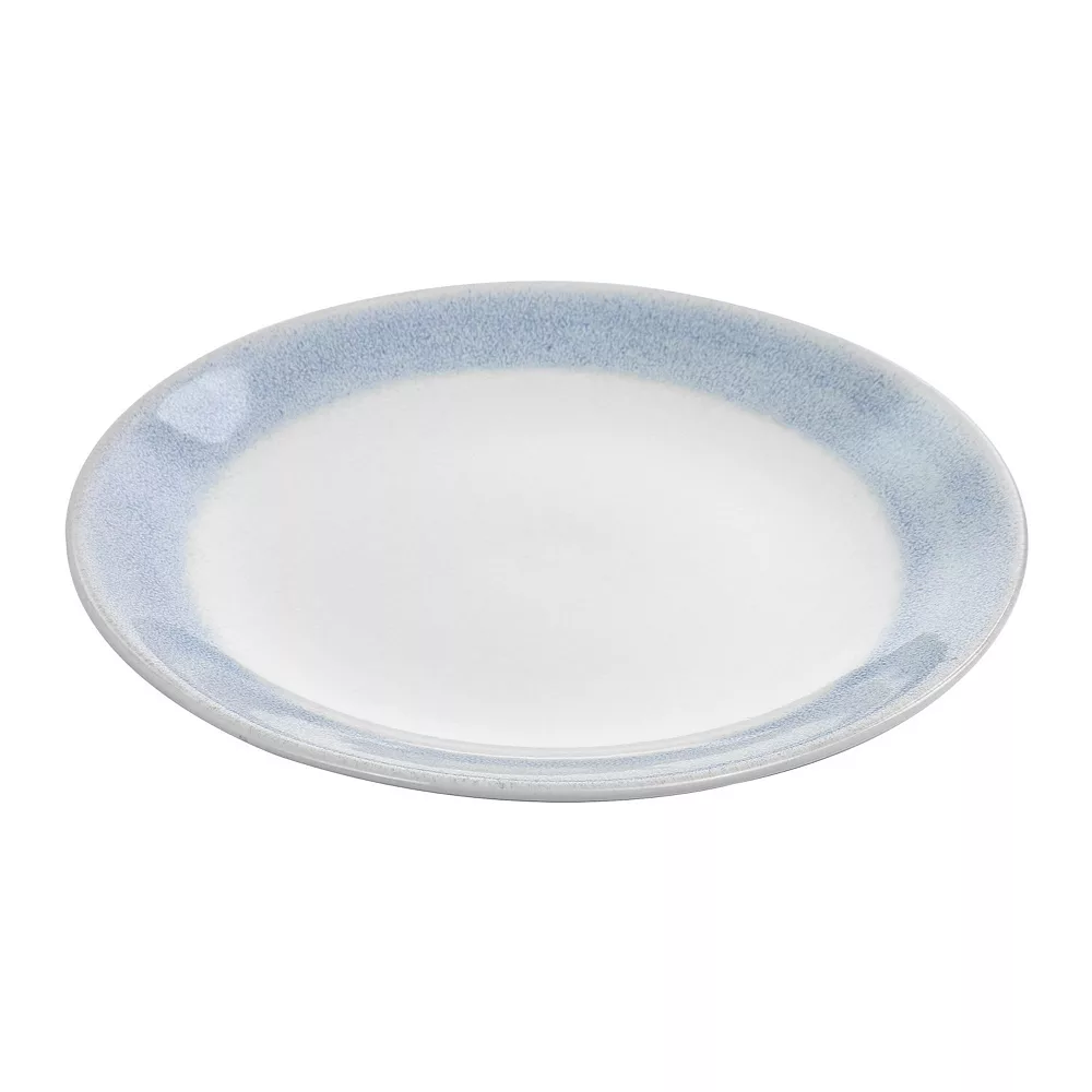 Gibson Home 11 Inch Stoneware Dinner Plate With Blue Rim 1 Gibson Home 11 Inch Stoneware Dinner Plate With Blue Rim