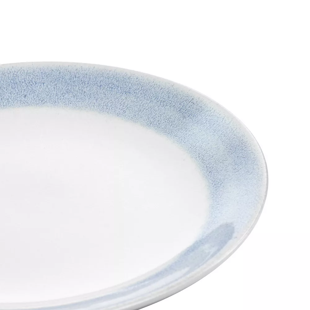 Gibson Home 11 Inch Stoneware Dinner Plate With Blue Rim 2 Gibson Home 11 Inch Stoneware Dinner Plate With Blue Rim - Image 2