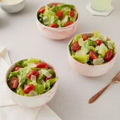 Alternative view of Juvale Set Of 6 Porcelain Pasta Bowls, Pink Marble Design Dinnerware For Salad And Soup (6 X 3 In, 28 Oz)