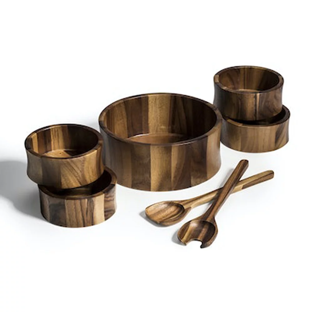 Kalmar Home 7 Piece - Large Salad Bowl With Servers And 4 Individuals 1 Kalmar Home 7 Piece - Large Salad Bowl With Servers And 4 Individuals