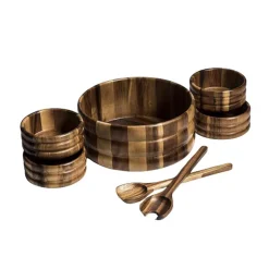 Kalmar Home 7 Piece - Large Salad Bowl With Servers And 4 Individuals