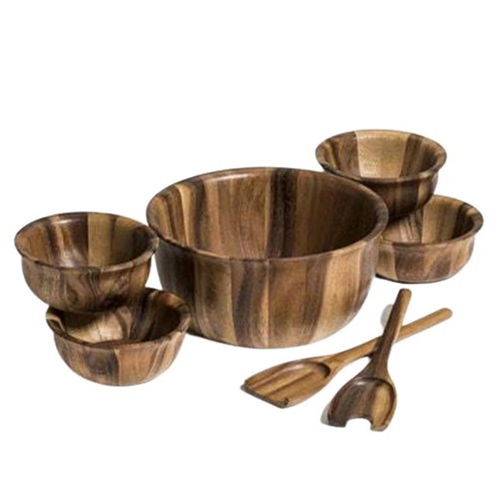 Kalmar Home 7 Piece - Large Salad Bowl With Servers And 4 Individuals 1 Kalmar Home 7 Piece - Large Salad Bowl With Servers And 4 Individuals