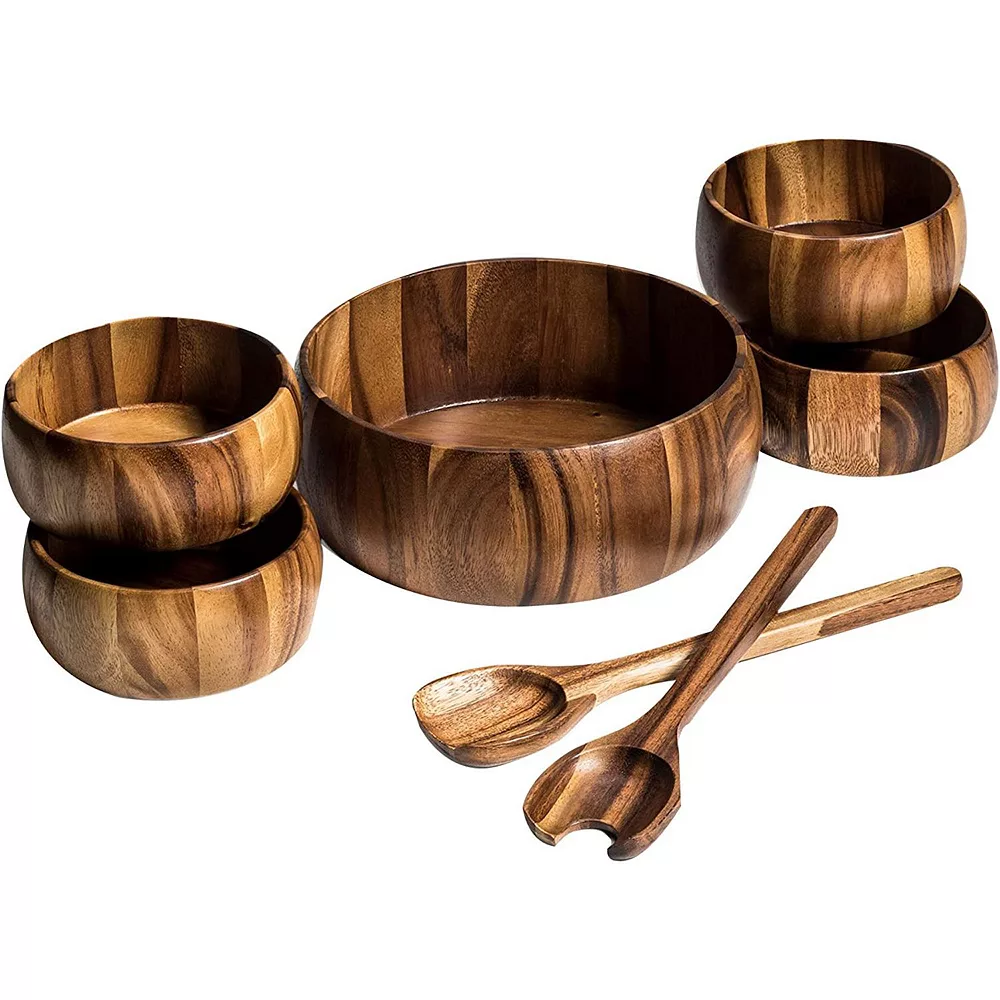 Kalmar Home 7 Piece - Large Salad Bowl With Servers And 4 Individuals 1 Kalmar Home 7 Piece - Large Salad Bowl With Servers And 4 Individuals