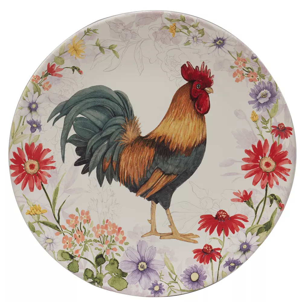 Certified International Floral Rooster 4-pc. Dinner Plate Set 3 Certified International Floral Rooster 4-pc. Dinner Plate Set - Image 3