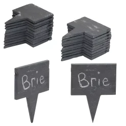 Juvale 20 Slate Stone Cheese Labels For Charcuterie Board with 6 Chalks, 2 Storage Bags (28 Piece Set)